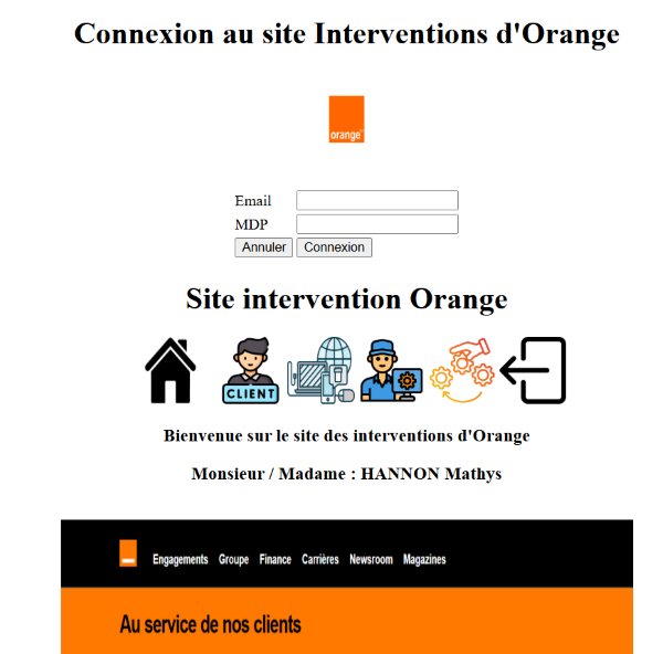 Accueil du site d'intervention Orange