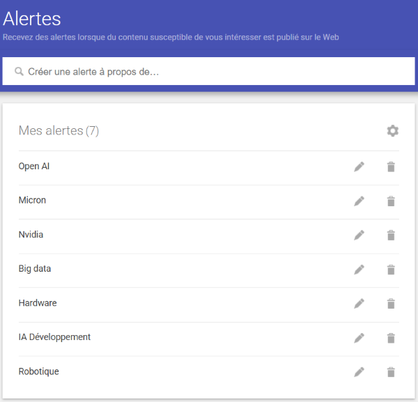 Mots clé GoogleAlerts