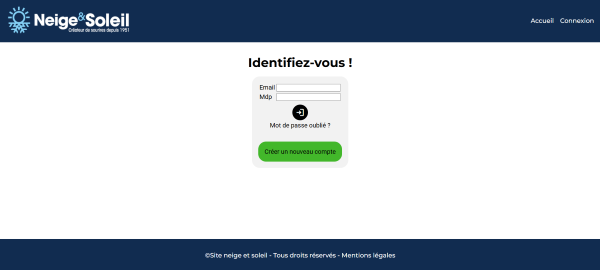 Page de connexion du site N&S
